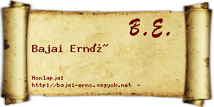 Bajai Ernő névjegykártya